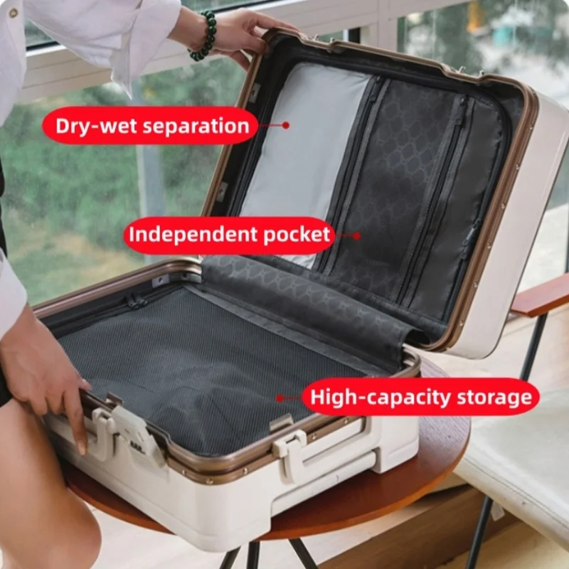 nouvelle valise de haute qualité 20 ", boîtier de chariot de voyage, mise à niveau du cadre en aluminium avec serrure, bagages roulants abs + matériau pc