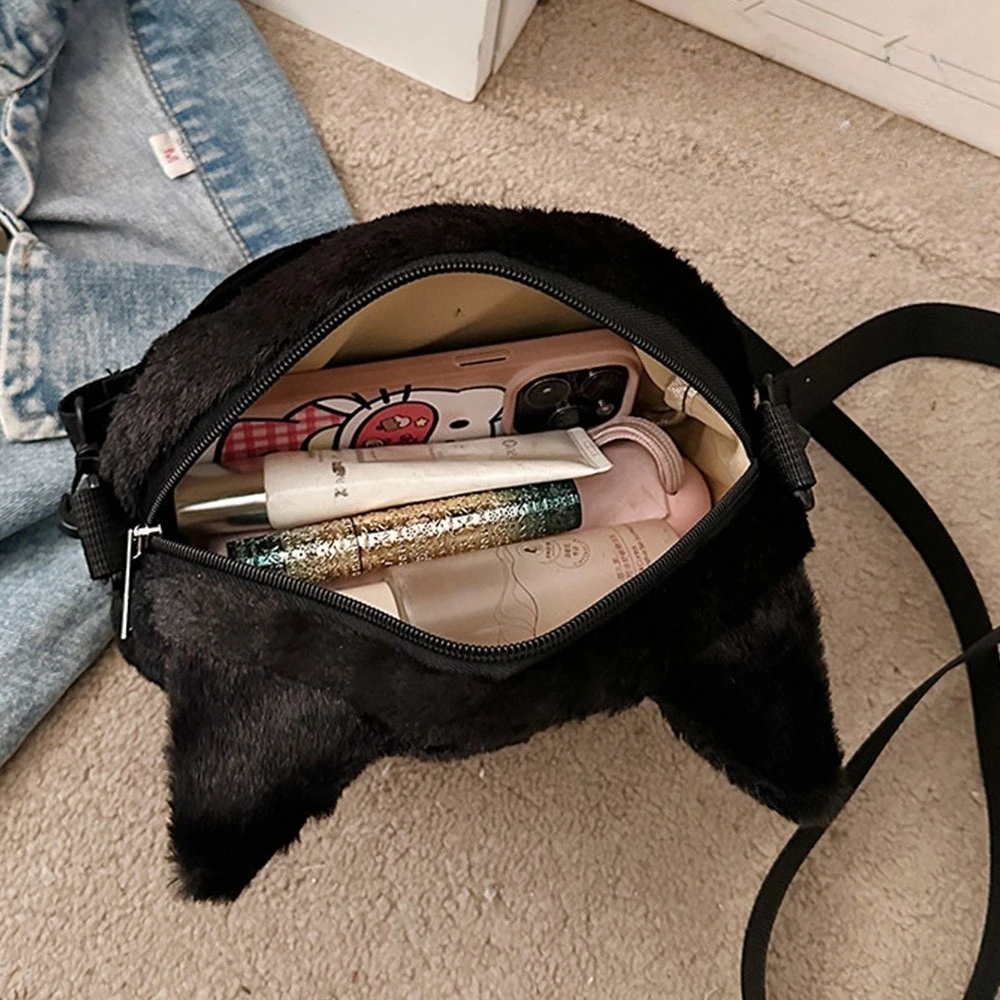 sac à main chic et mignon en peluche de chat, mini sac à bandoulière de style y2k, sac à main personnalisé et mignon, sac à bandoulière doux en peluche de dessin animé