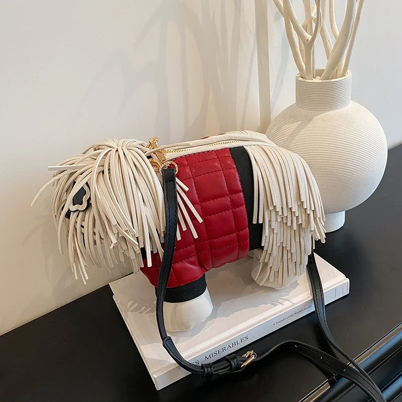 Élégant gland femmes sac à bandoulière nouveau mignon 3d chien pu sac à bandoulière pour dames à la mode couleur correspondant conception unique sac à main