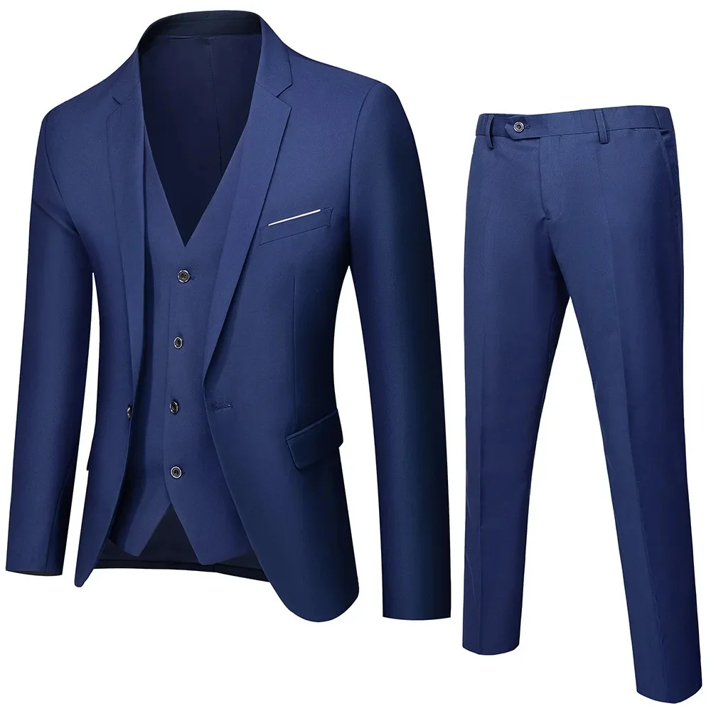 costume xs 6xl (blazer + gilet + pantalon), mode business gentleman style italien, slim, couleur unie, costume professionnel pour marié de mariage