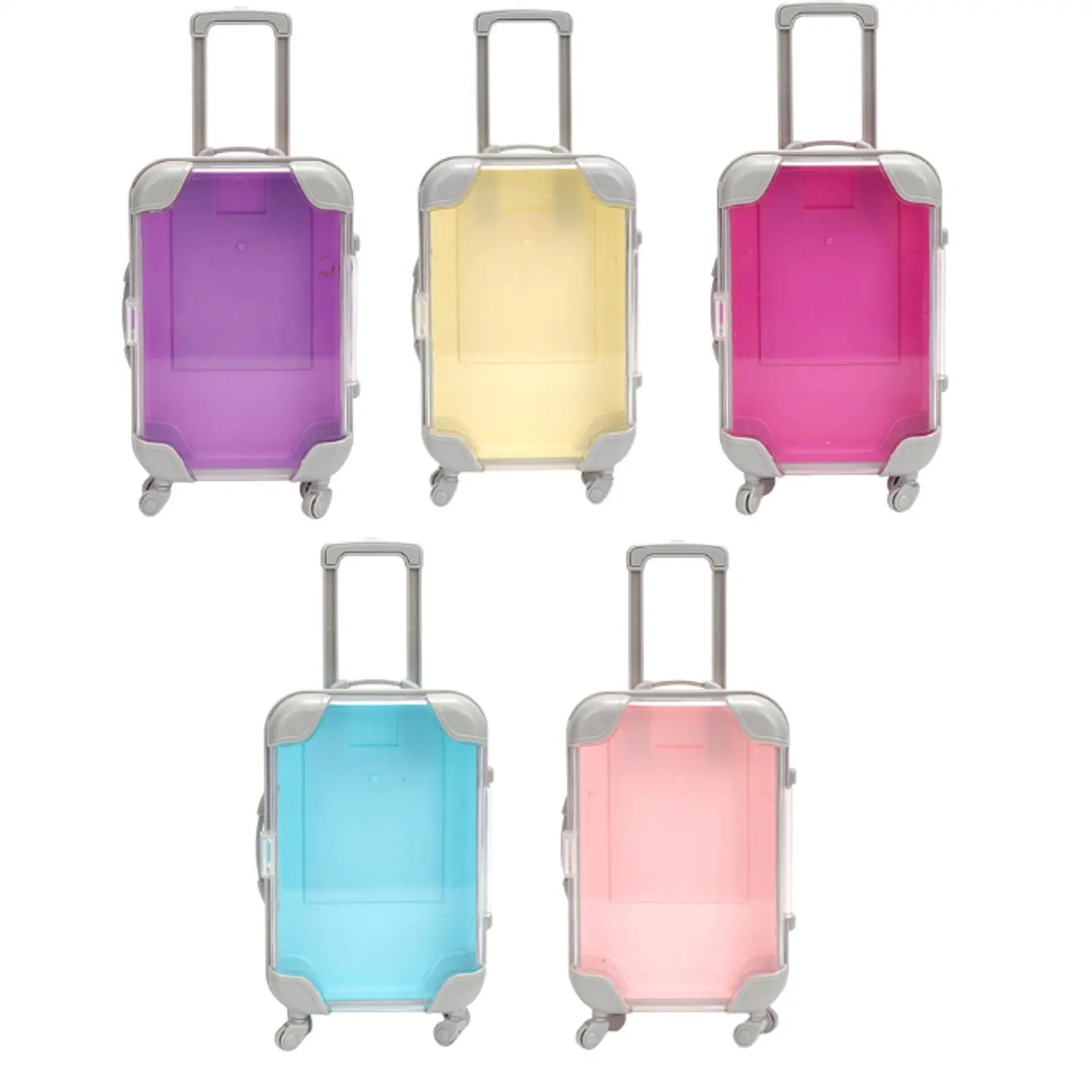 mini valise transparente avec roues rotatives et poignée, organisateur, accessoires de maison de poupée pour enfants, jouet de maquillage, cadeaux, ensemble de jeu