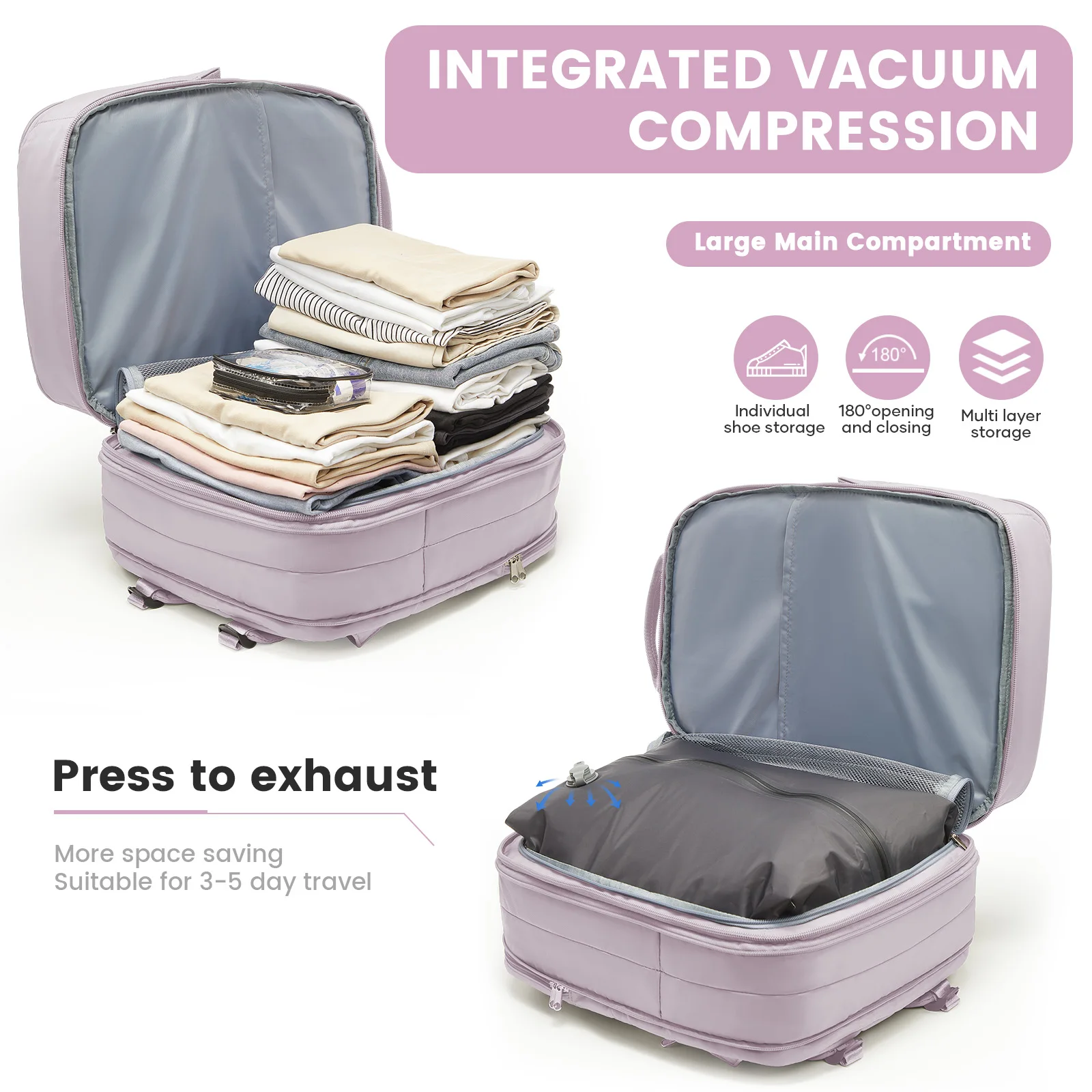 easyjet 45x36x20 sac à dos de voyage sous vide avec pompe sac à dos pour ordinateur portable cabine d'avion airbag de compression sous vide, bagage de cabine pour femmes