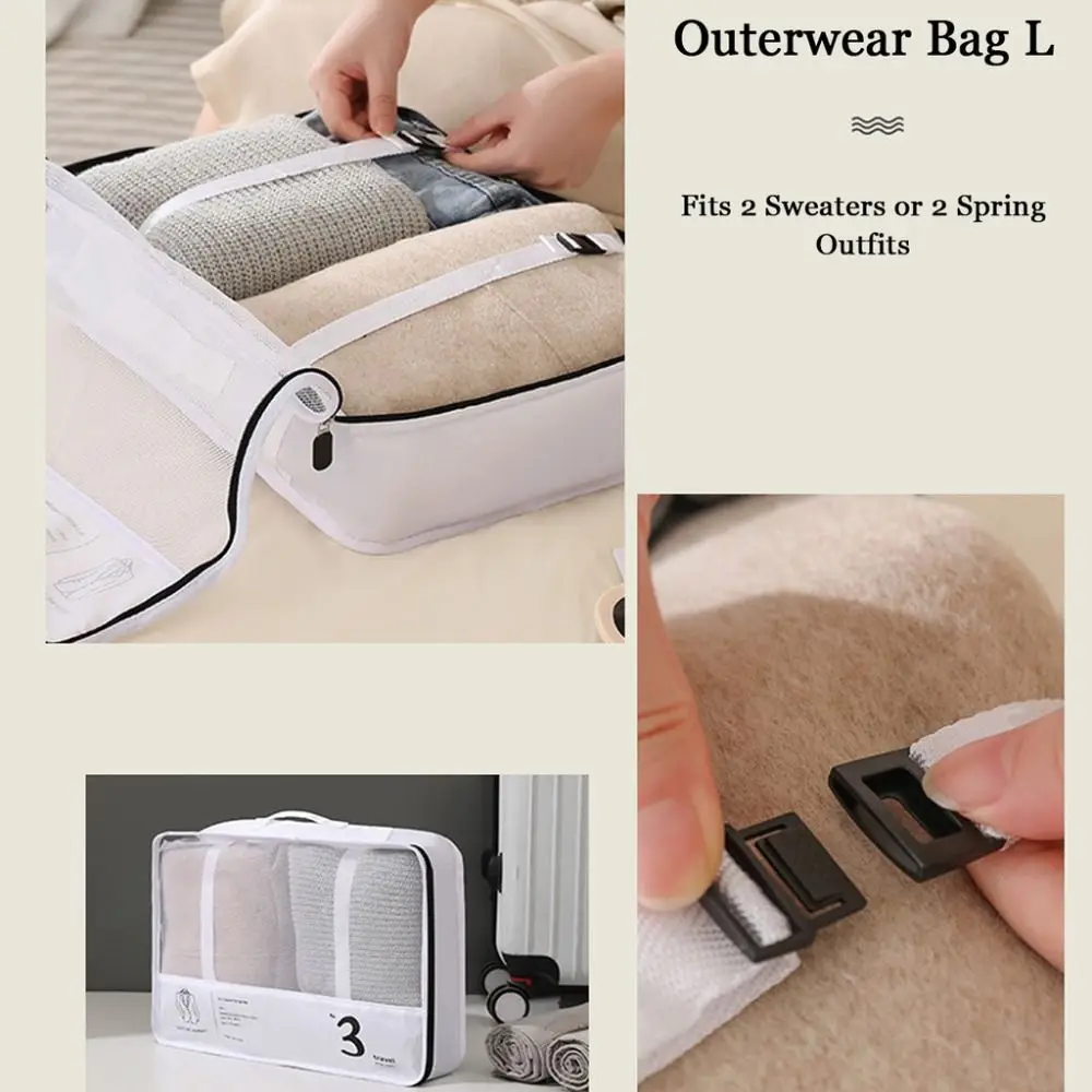 sac d'emballage de voyage étanche à compression, ensemble 7 en 1, valise peu encombrante, organisateur de vêtements, durable et épais