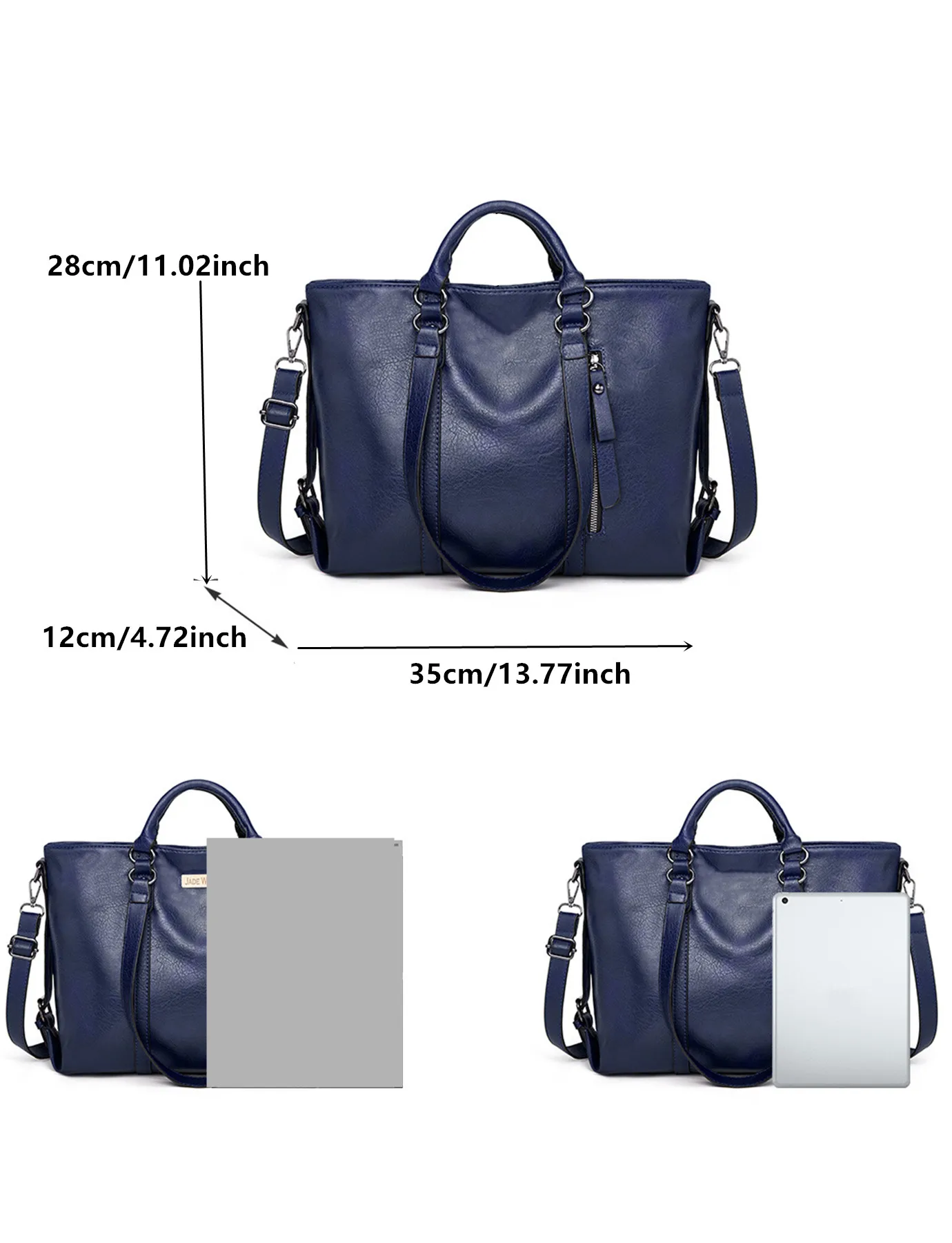 sac à main de travail en cuir pu rétro de 14 pouces et design multi poches, adapté au sac d'ordinateur de bureau pour un usage quotidien pendant