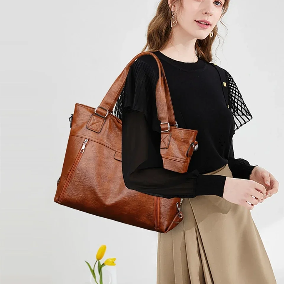 sac à main rétro pour femmes, sac à bandoulière tendance, fourre tout multicouche, sac à bandoulière de grande capacité