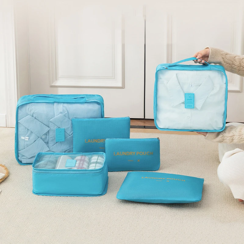 sac d'organisation de valise portable en six pièces pour vêtements de voyage, essentiels de beauté