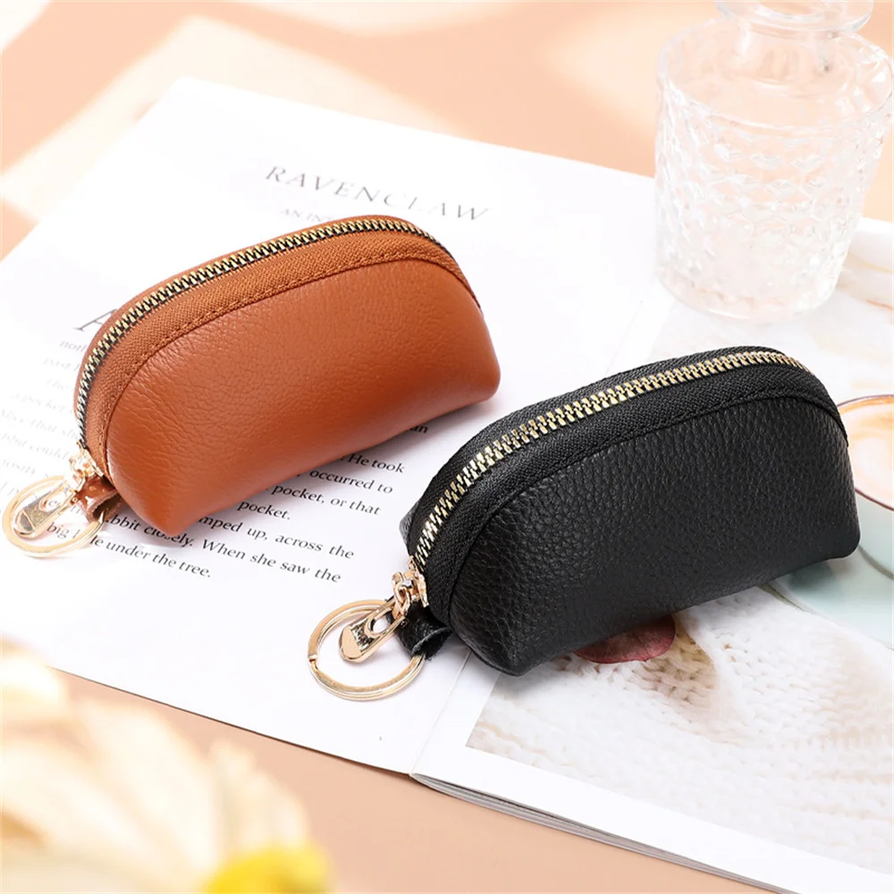 porte clés en cuir souple pour hommes et femmes, portefeuille de voiture, porte clés de maison, porte clés de gardien 007, sac à fermeture éclair, mini sac à cartes