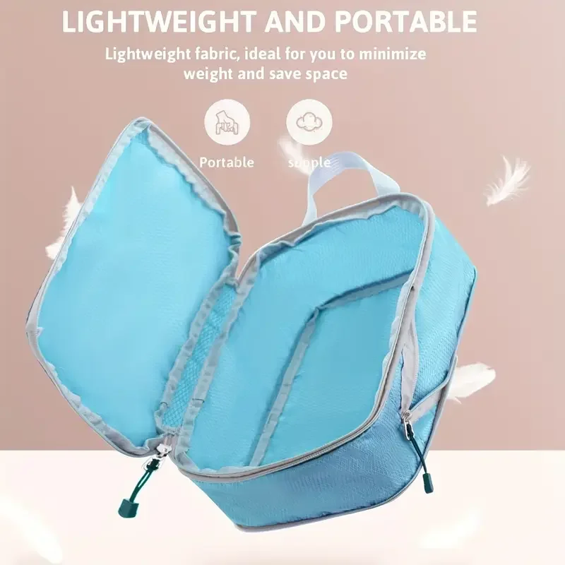 cubes d'emballage à compression de voyage, valise, ensemble d'organisateurs de bagages, sac de rangement pliable à fermeture éclair pour vêtements, chaussures, accessoires de voyage