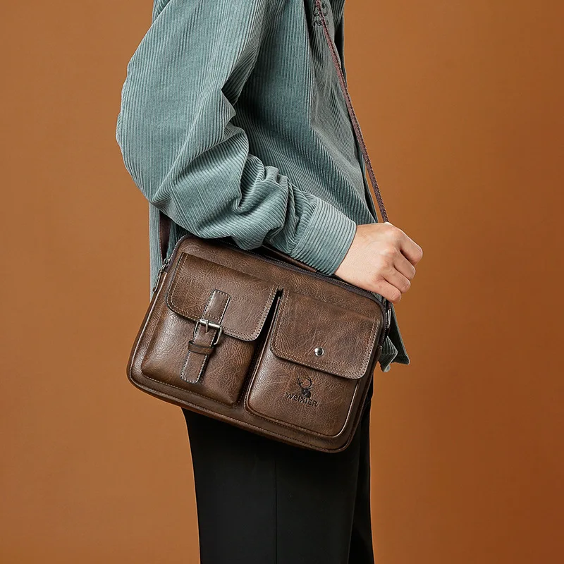 sac pour hommes décontracté sacs à bandoulière en cuir pu hommes porte-documents sacs à main sacs pour ordinateur portable porte-documents bureau affaires fourre-tout 가bolso de hombre