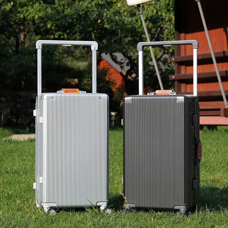 Valise de voyage 20 "22" 24 "26 pouces, cadre en aluminium, boîtier de chariot, bagage à main avec porte-gobelet, boîte d'embarquement, bagages roulants