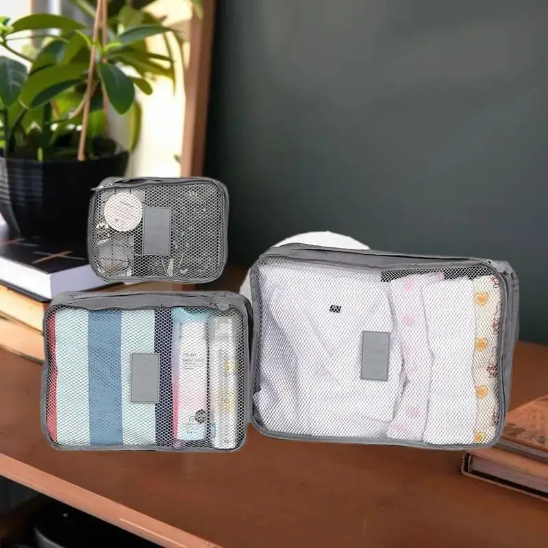 organisateur de voyage de grande taille 6 pièces, valise portable, sac de maquillage pour vêtements et chaussures, organisateur de bagages, sac de rangement de voyage