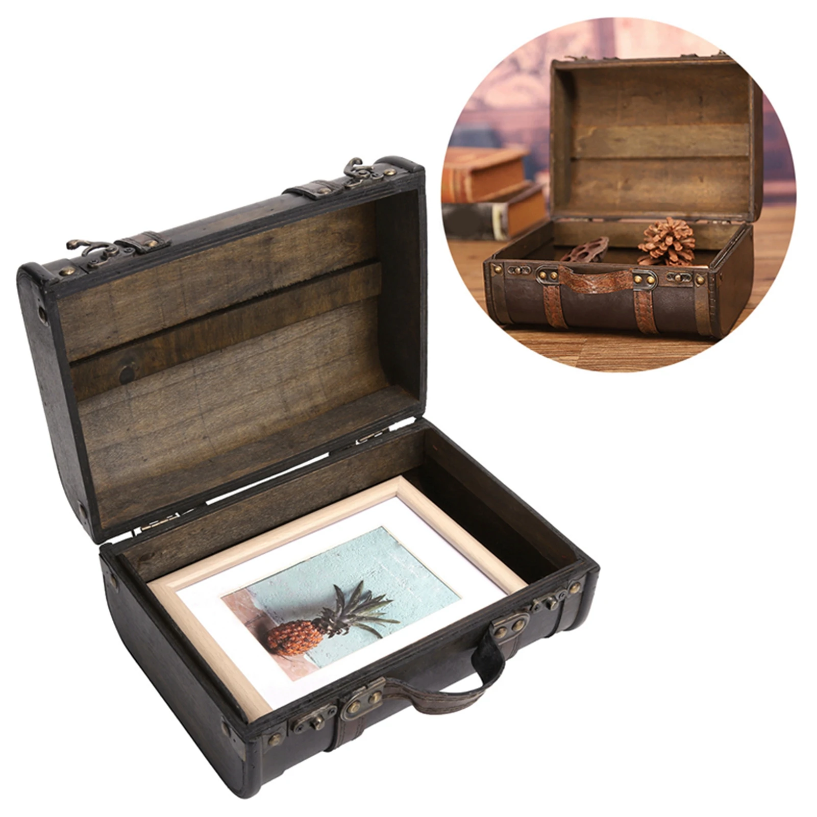 valise de rangement en bois rétro, décoration de studio, vitrine, accessoires de photographie