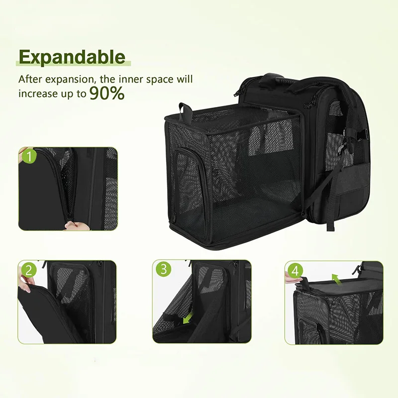 sac à dos extensible pour chat – grand espace, portable et pliable, respirant, sac de voyage pour animaux de compagnie pour les aventures en plein air