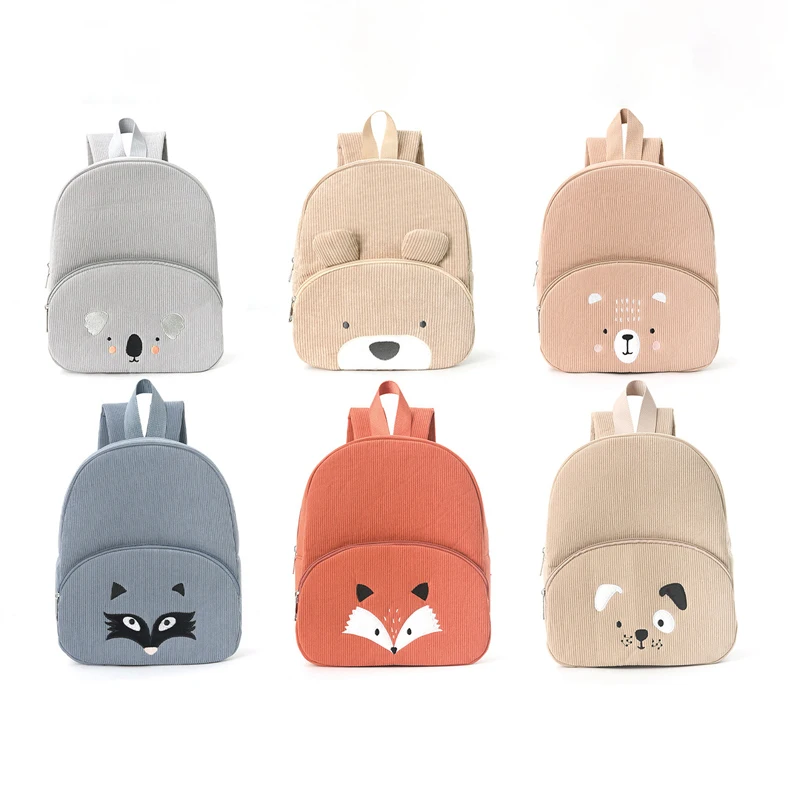 Sacs à dos pour enfants dessin animé Animal mignon Kawaii doux décontracté sacs à dos en velours côtelé Portable grande capacité sacs à dos pour les étudiants