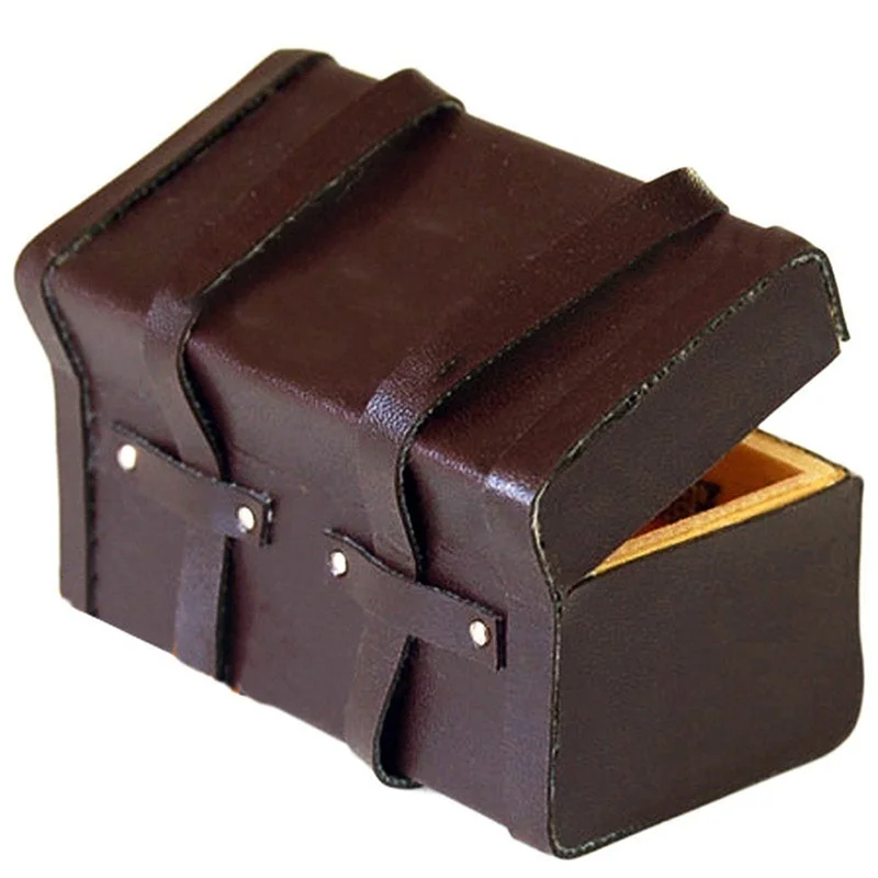 valise miniature vintage en cuir et bois pour maison de poupée, mini boîte à bagages, 1/12