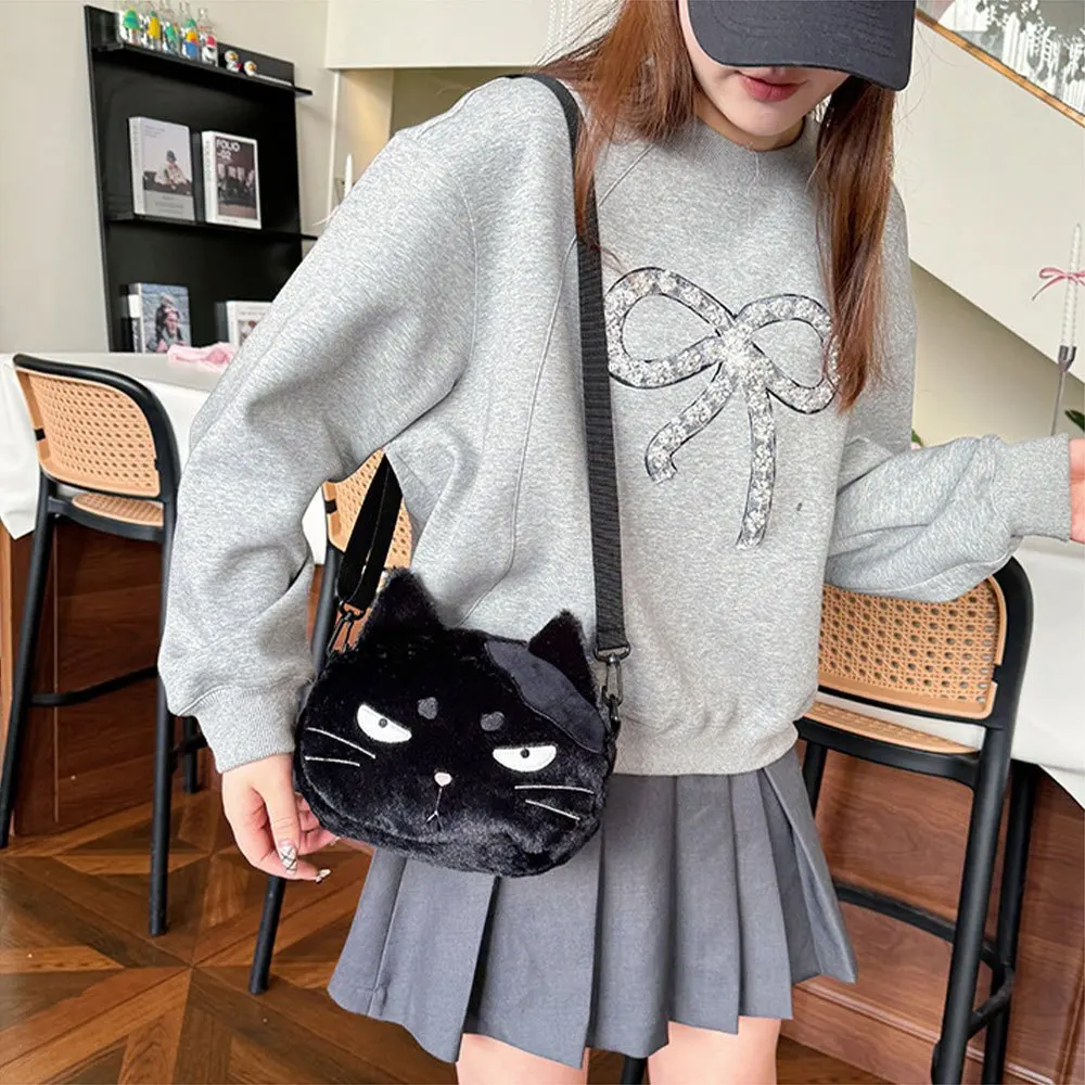 sac à main chic et mignon en peluche de chat, mini sac à bandoulière de style y2k, sac à main personnalisé et mignon, sac à bandoulière doux en peluche de dessin animé