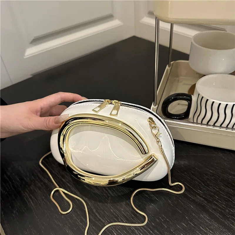sac à bandoulière chic 2025, cuir pu de luxe avec chaîne métallique, pochette multifonctionnelle pour rencontres ​