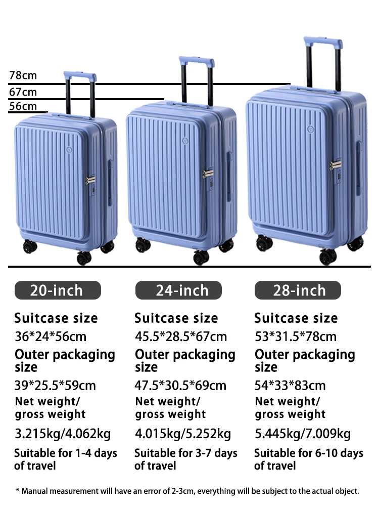 valise extensible de grande capacité, ouverture latérale multifonction, valise d'embarquement, porte gobelet, roues de frein absorbant les chocs