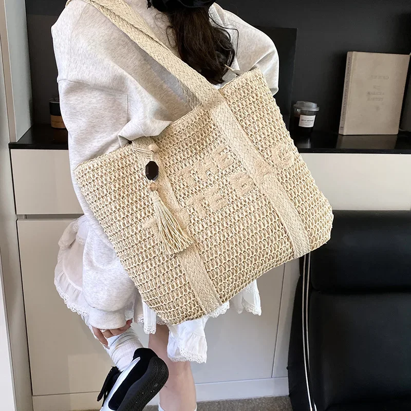 2025 créateur de mode femmes tissé sac à bandoulière grande capacité femme sac de banlieue paille plage fourre tout sacs pochette sac à main sac à main