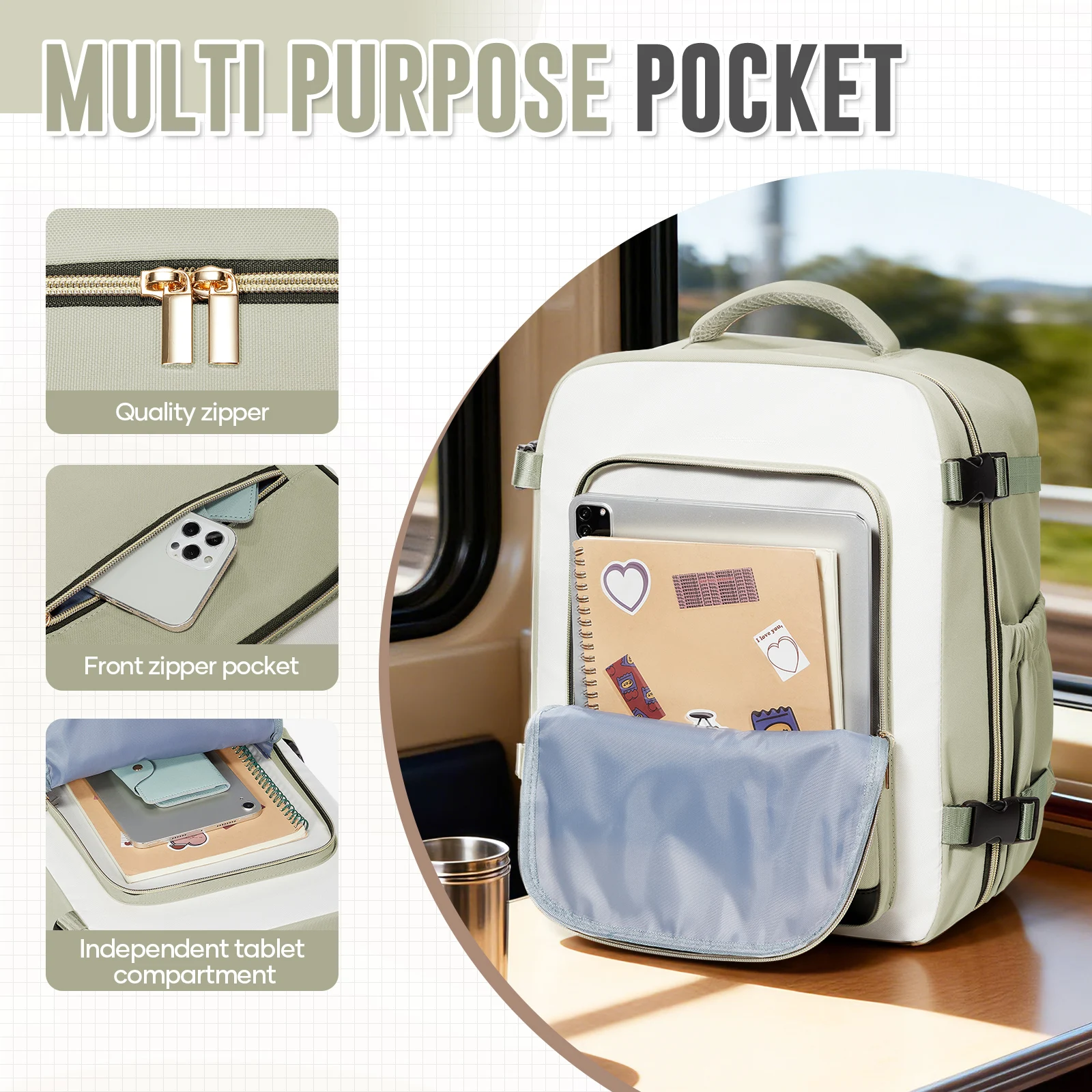 sac d'extérieur de grande capacité pour ordinateur portable 15.6 pouces, ryanair 40x30x20, sac à dos de voyage pour courte distance, sac à dos d'école universitaire pour filles