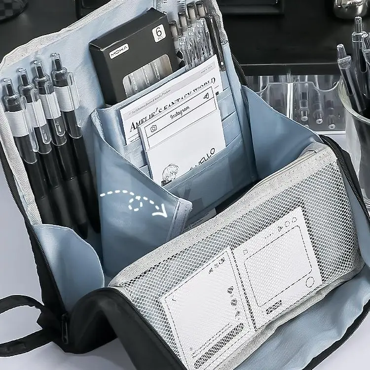 Trousse à crayons de grande capacité pour étudiants et utilisation au bureau – Conception simple, sac de rangement de haute qualité pour fournitures de papeterie