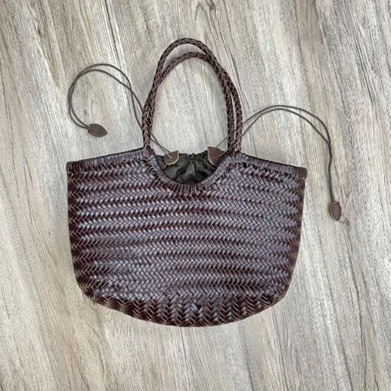 sacs à main en cuir de mode pour femmes, tissage de cuir, sac de shopping décontracté, panier vintage, fourre tout, sac de shopping croisé en peau de vache