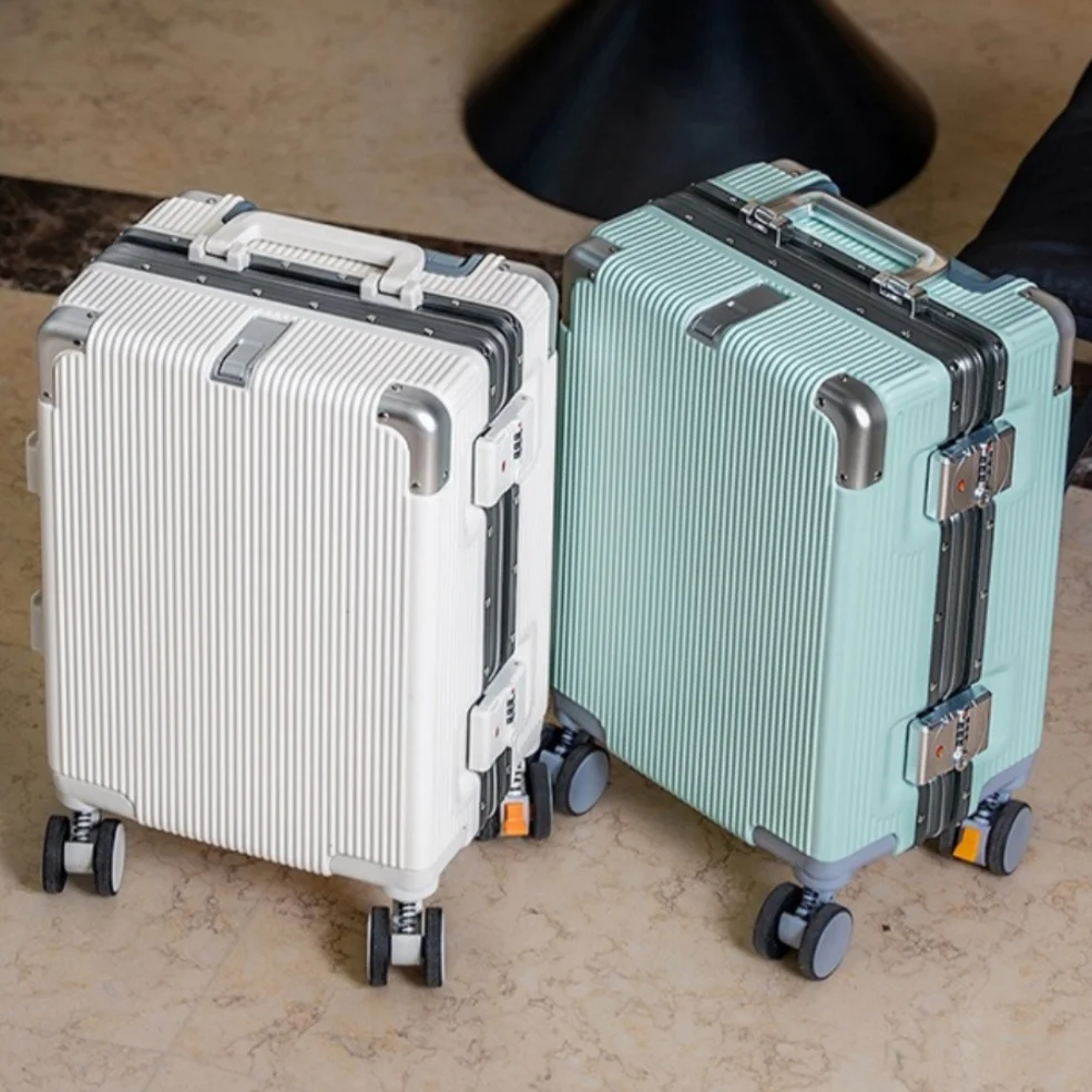 Valise à main 16 "/20" pour femmes, boîtier de chariot de voyage avec cadre en aluminium, verrouillage par mot de passe, bagage roulant 22/24/26/28"