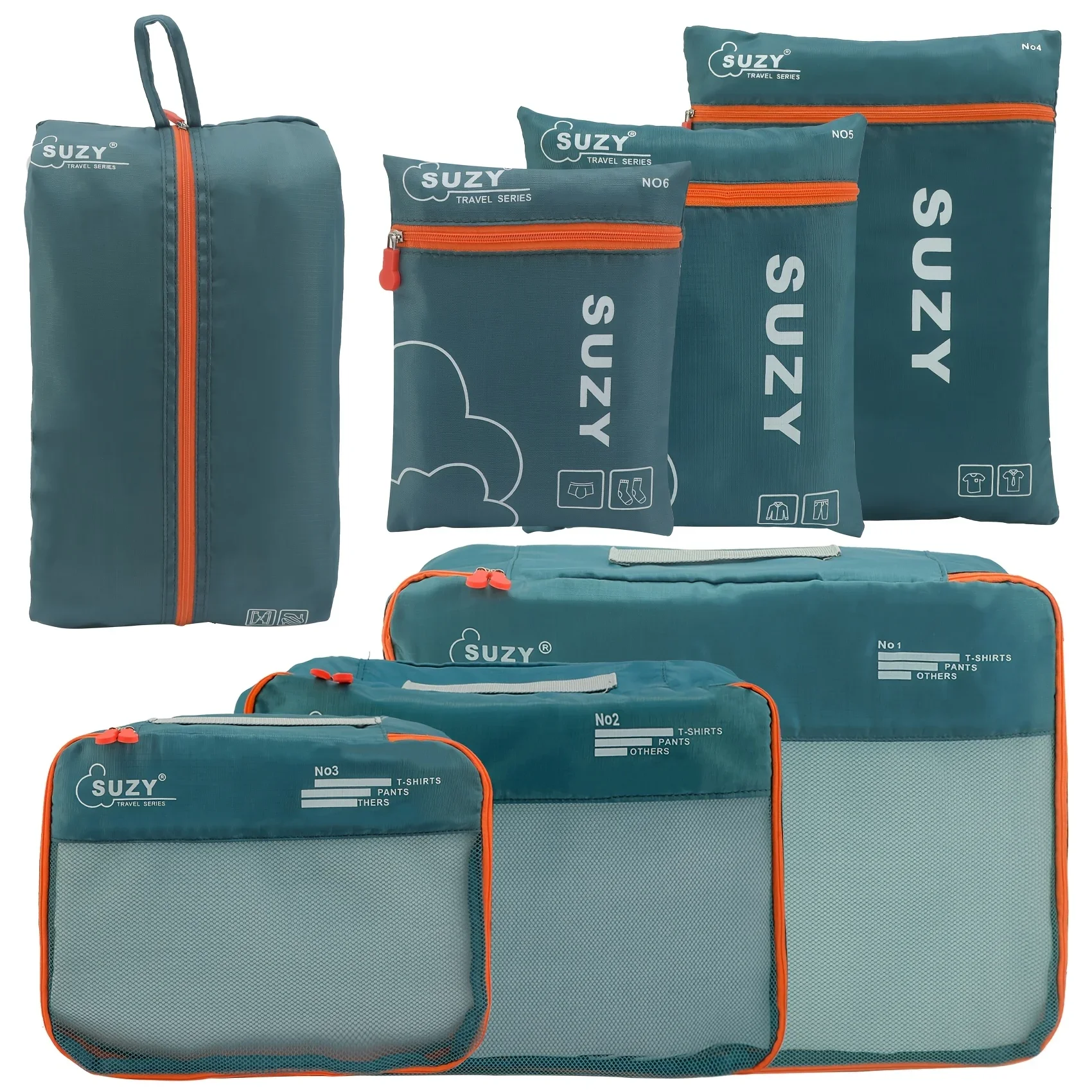 sac de rangement de voyage, ensemble de 7 pièces, valise portable, sac d'organisation, sac de rangement pour vêtements