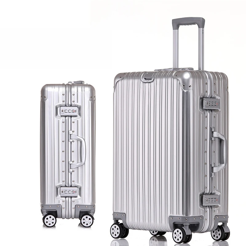 valise à roulettes d'affaires en aluminium, valise voyage en métal, bagage à main, cabine de voyage, 20 po, 24 po, 100% po, 28/30