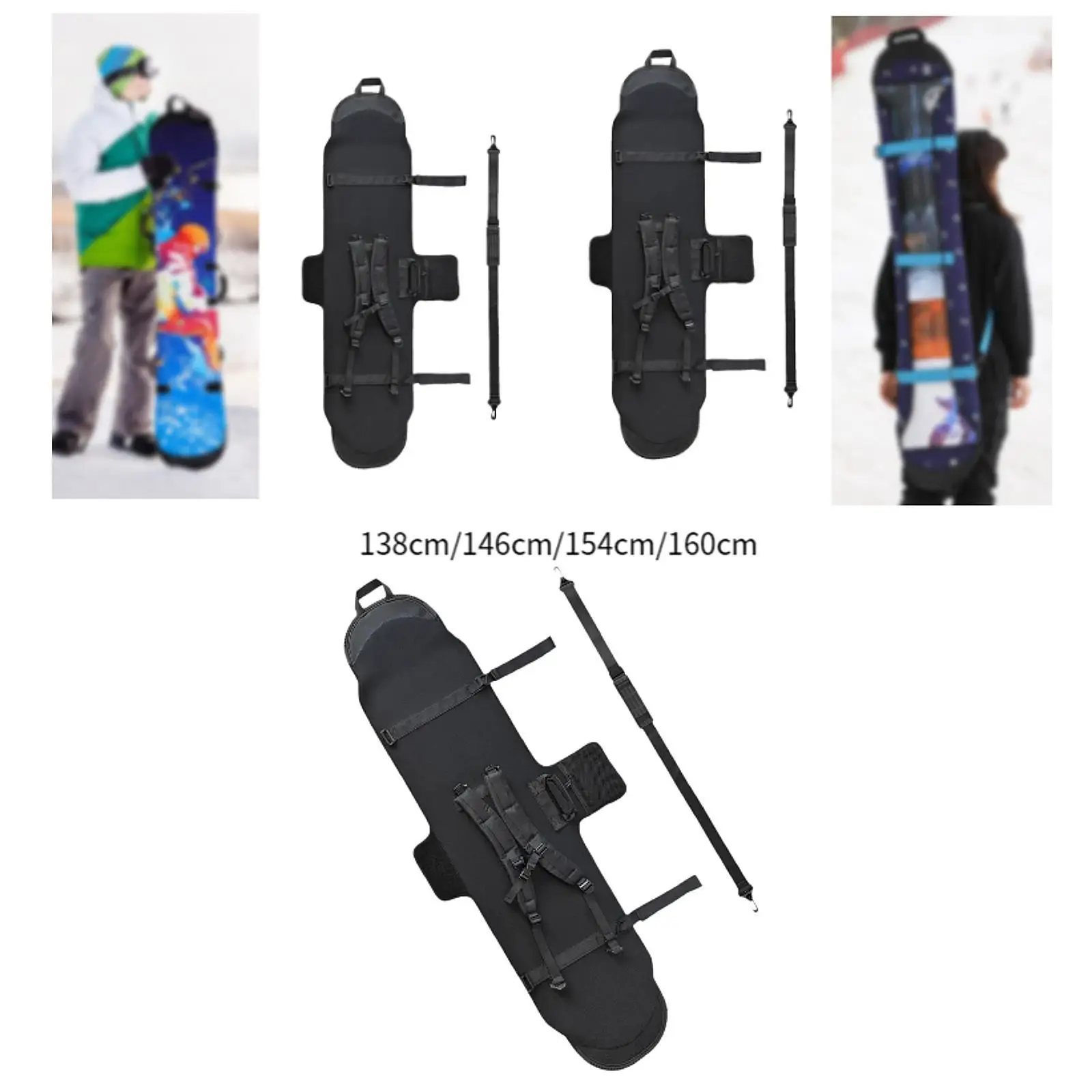Juste de planche à neige à manches avec sangle initiée, housse de bagage souple, protection contre les rayures, bagage de transport, degré 506