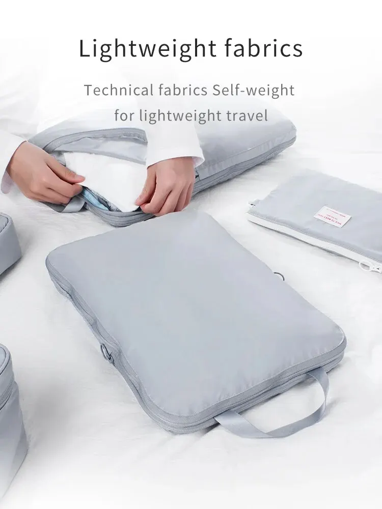 cubes d'emballage de compression de voyage, valise portable, organisateurs de vêtements, étuis de rangement de bagages étanches, sacs melbags, 2 pièces