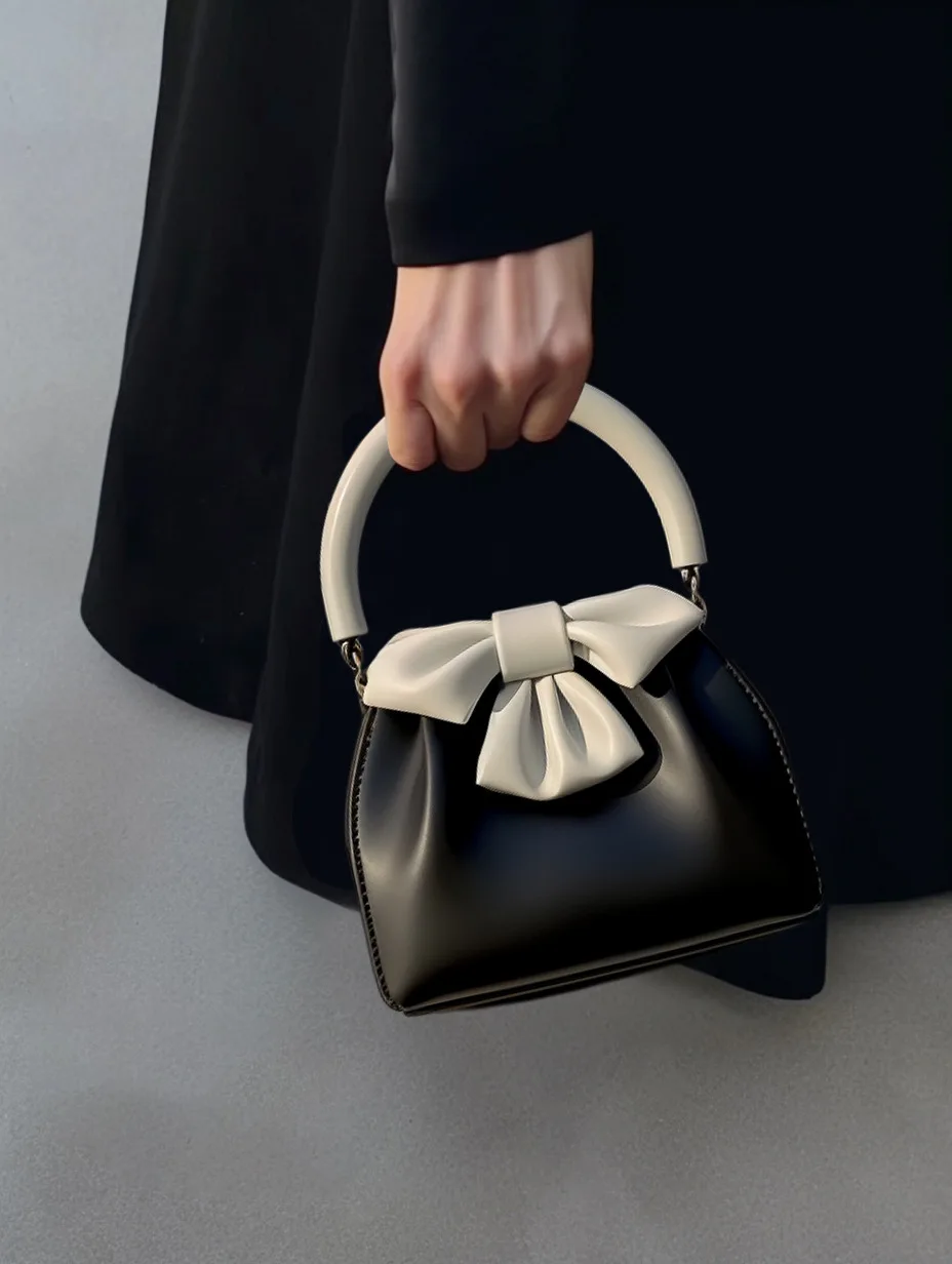 sac à main plissé élégant pour femme, nouveau style 2025, doté d'un nœud coloré et un design texturé.
