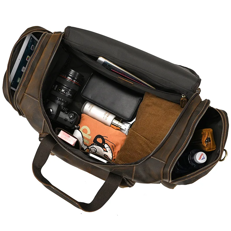 sac à bagages en cuir de grande capacité pour hommes, sac de voyage, sacs de week end sur les bagages de nuit, sacs à main pour hommes