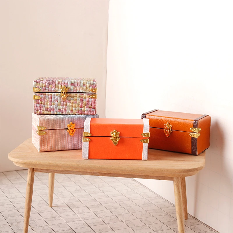 valise miniature pour maison de poupée 1:12, boîte à bagages en cuir vintage, boîte de rangement, modèle de maison, décoration, jouet, accessoires pour maison de poupée
