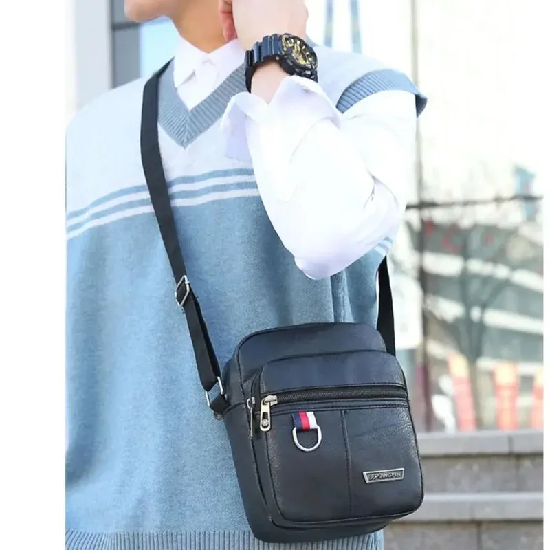 sac à bandoulière en cuir pu pour hommes, sac de poitrine de grande capacité, mode décontracté, couleur unie, sac à bandoulière