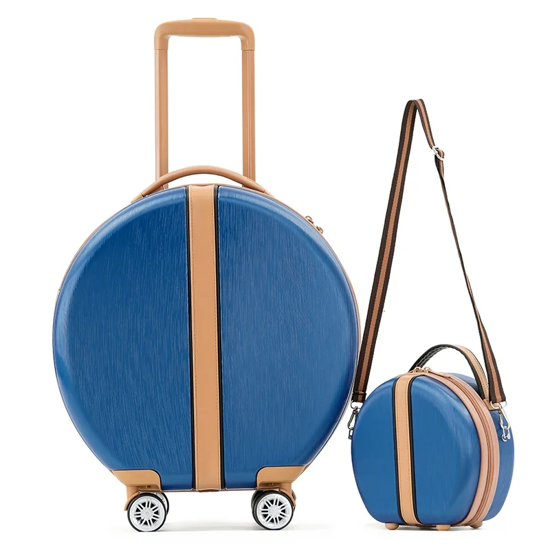 valise à bandoulière pour femmes, ensemble rond de 18 pouces, coffre d'embarquement, bagages silencieux, roue universelle légère, étui de voyage, 2025