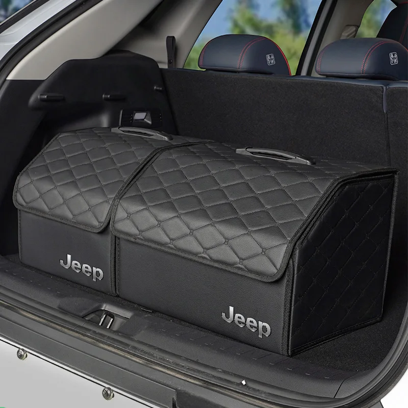 valise en cuir coffre de voiture boîte de rangement pliable bac de rangement pour jeep grand cherokee wrangler jk gladiator boussole renegade