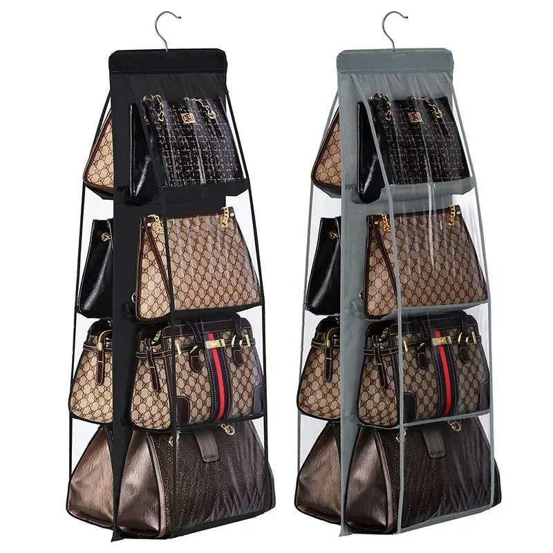 Sac de rangement artefact porte-sac à main chambre armoire placard sac à main organisateur anti-poussière 6/8 poche suspendus sac à main organisateur