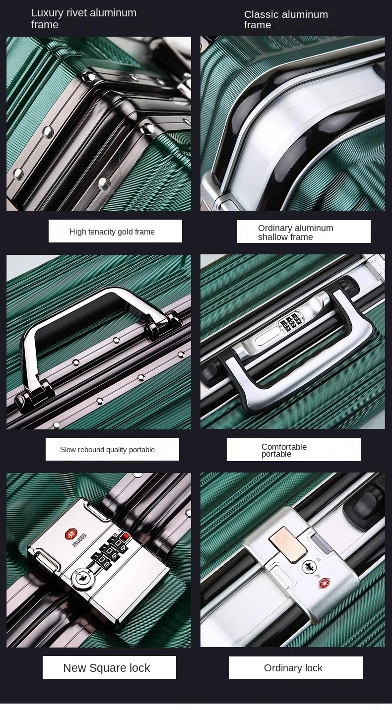 valise à roulettes avec cadre en aluminium, cabine d'embarquement, valise à roulettes avec mot de passe, hommes et femmes, étudiants, 20 po
