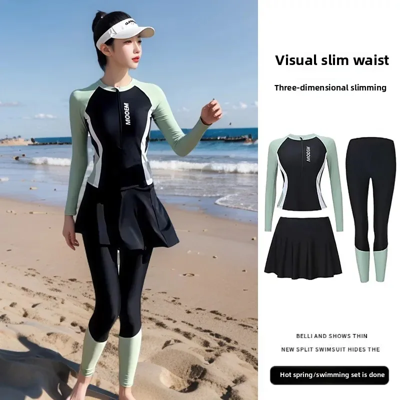 Maillot de bain grande taille pour femme, nouveau Style, Micro gros MM, protection solaire, ensemble trois pièces, manches longues, pantalon Long, sous-marin S, 2025