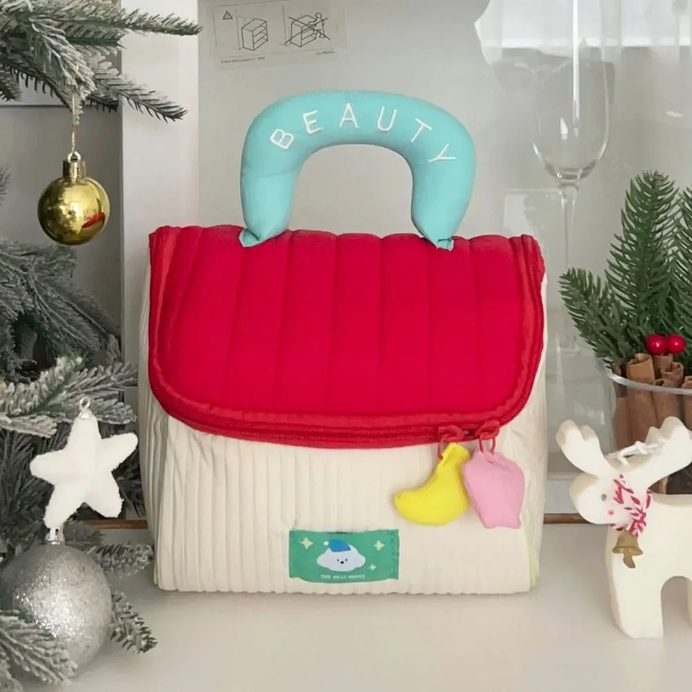 sac de maquillage de cabine mignon de grande capacité, étui carré en forme de maison pour cosmétiques, étui de rangement portable kawaii pour filles