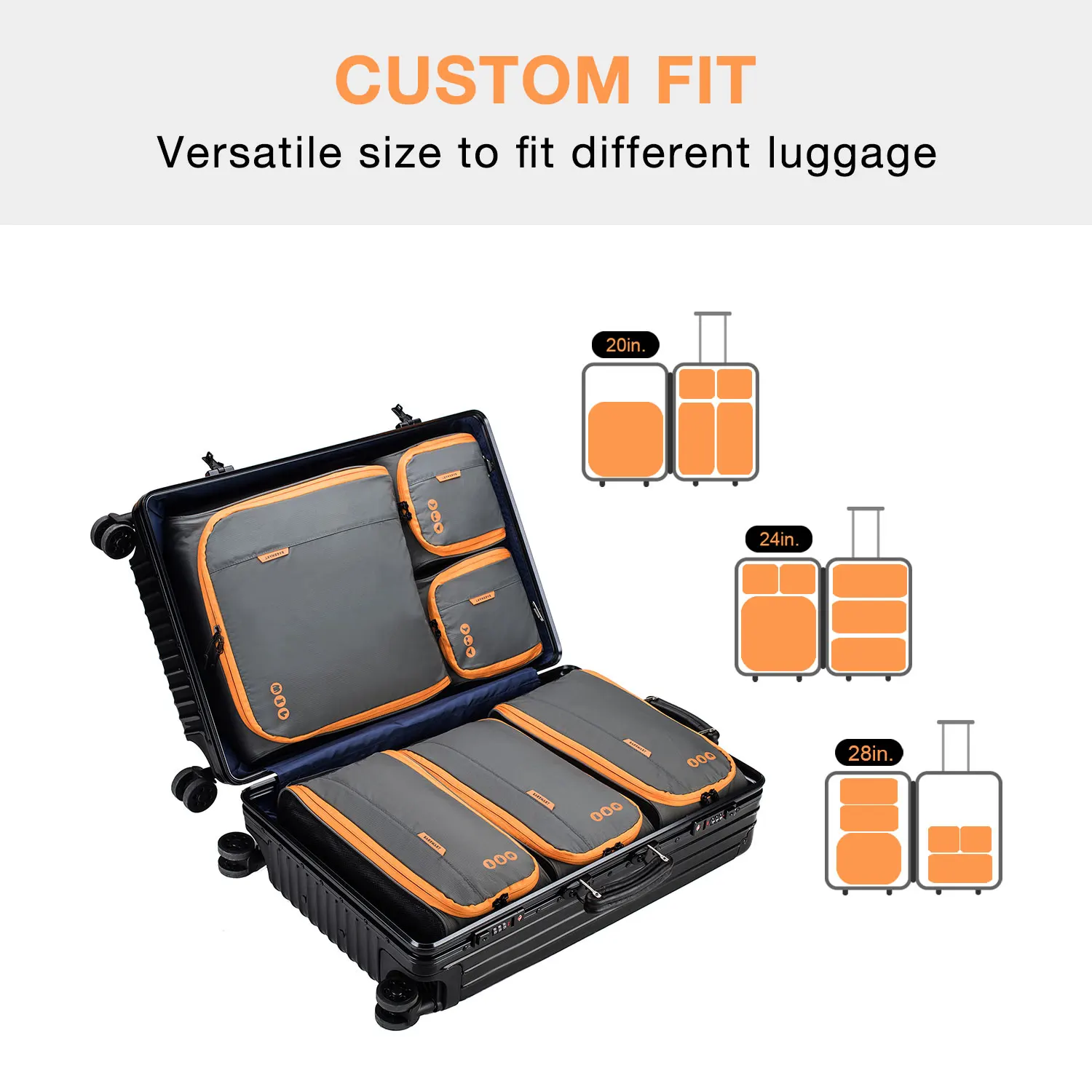 organisateur de voyage léger pour hommes, 6 pièces, sacs intelligents, cubes d'emballage pour valises à cadre métallique, organisateurs de valise pour femmes