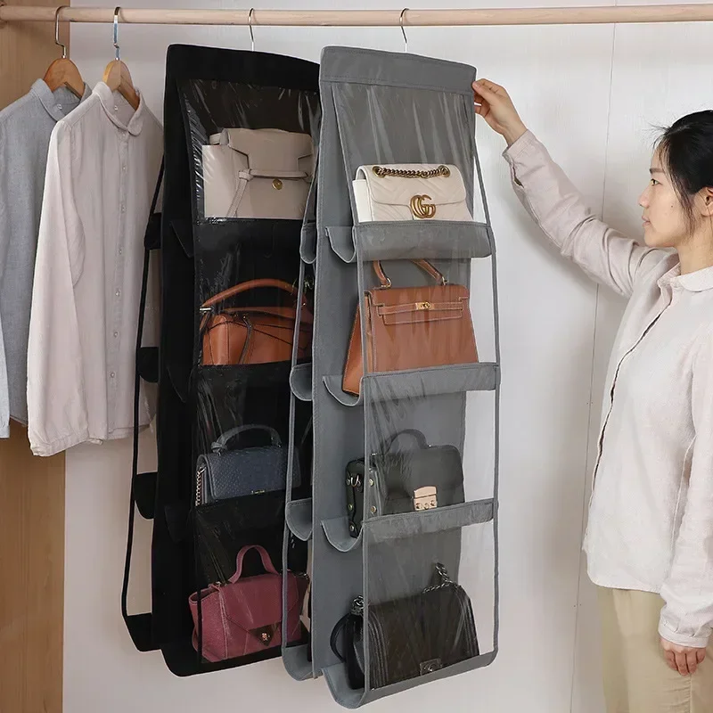 sac de rangement artefact porte sac à main chambre armoire placard sac à main organisateur anti poussière 6/8 poche suspendus sac à main organisateur
