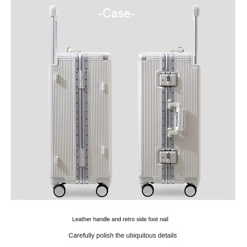 valise de voyage 20 "22" 24 "26 pouces, cadre en aluminium, boîtier de chariot, bagage à main avec porte gobelet, boîte d'embarquement, bagages roulants