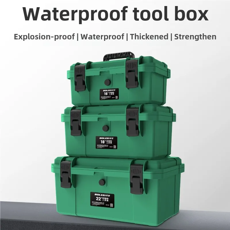 grande boîte à outils en plastique de 18/20/23 pouces, étanche, rangement pour électricien professionnel, valise de protection antichoc, boîte à outils