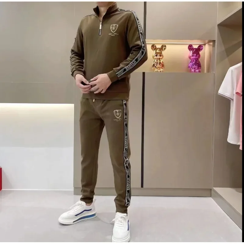 costume d'affaires luxueux pour hommes, grande taille, ensemble deux pièces, col élégant, tendance, lourd, à la mode