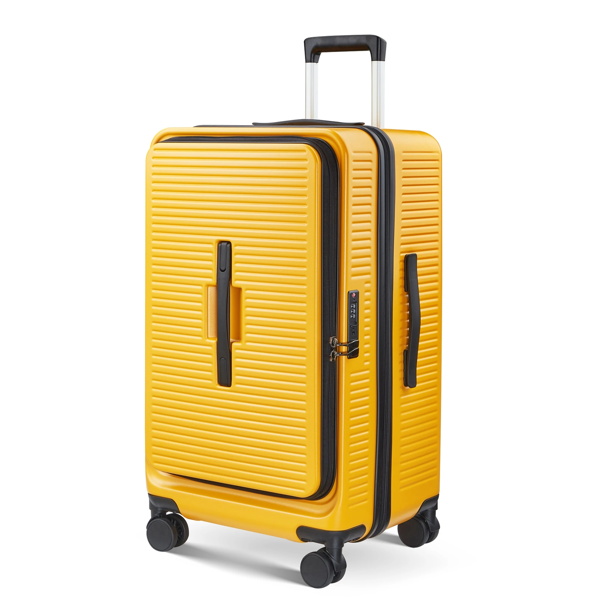 valise à capacité extensible, ouverture frontale, boîtier de chariot de voyage avec roue rotative, serrure tsa, matériau pc, bagages roulants 20/24/28
