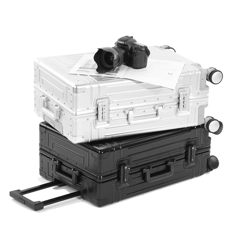 2024 capacité ensembles de bagages durables 100% valise en aluminium roues femmes fille hommes cabine bagage à main voyage d'embarquement 20/24/26/28