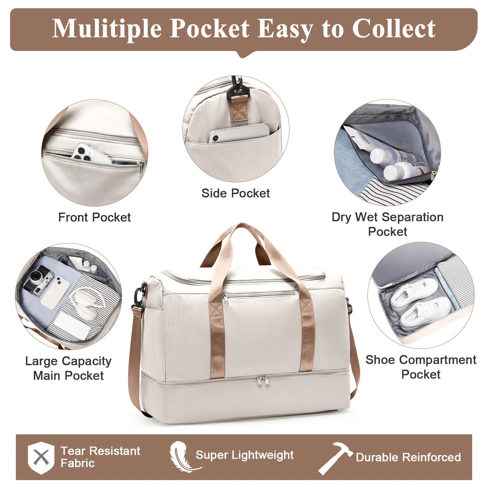 sacs de voyage pour bagages, sac à main, fourre tout de grande capacité, bagage à main d'aéroport, voyage d'affaires et sac de vacances pour femmes/hommes