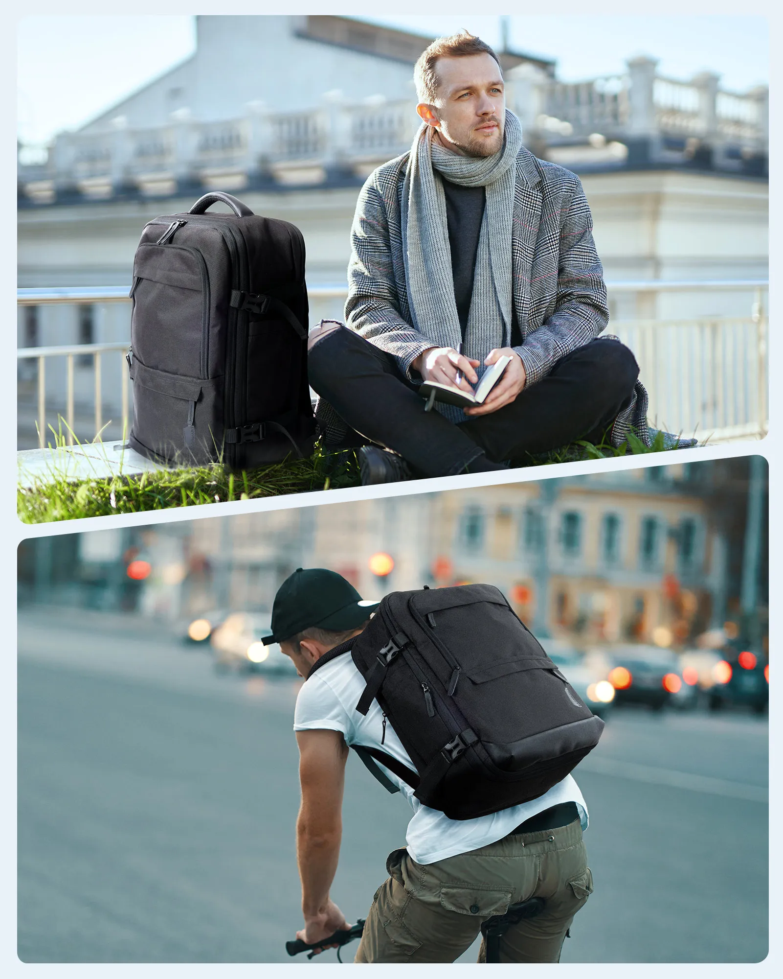 4 pièces 40l cabine de voyage sac à dos bagsmart 17.3 ''sac à dos pour ordinateur portable compagnie aérienne bagage à main sac à dos valise avec cubes d'emballage
